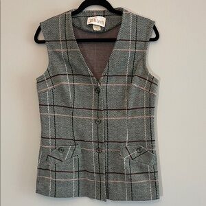 Vintage 70s Jantzen Black and White Plaid Suit Vest